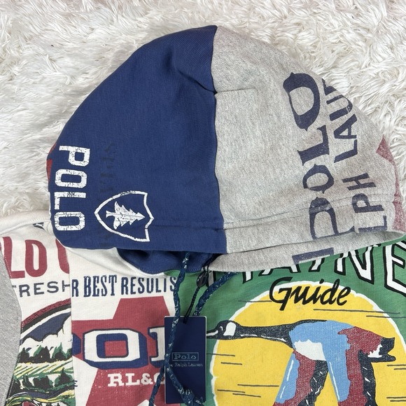Polo Ralph Lauren Hoodie Polo Country Patchwork Multi Logo Mens Large Dry Goods - Picture 5 of 13